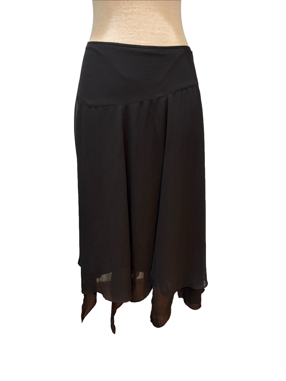 Chico’s sz 14 (2.5) black flowy fairy witchy black midi skirt